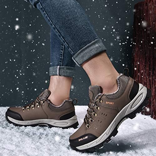 Мъжки топли зимни ботуши с висок берцем на бретелях Fheaven Плюс Туризъм обувки на кадифена подплата, Нескользящие маратонки