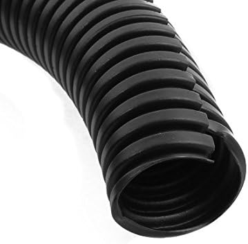 IIVVERR PVC Открит огнеупорна гофрирани маркучи с Диаметър 25 мм и дължина 10,5 м черен цвят (Tubo de manguera corrugado ignífugo abierto от PVC, с диаметър 25 мм, дължина 10,5 м, черен