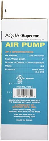 Danner Производство, Inc. Въздушни помпи за аквариум нисък обем Supreme Oxy-Flow, Въздушна помпа за аквариум АП-4, с 3.5 W, брой 06404, 1 брой (опаковка по 1 парче), 6404