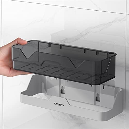 BKDFD Монтиране на багажник за баня за съхранение на шампоан, Пластмасови рафтове за съхранение, Кухненски органайзер, за аксесоари за баня без бормашини (Цвят: 1БР-сив, Размер: 29,5x11x6,5 см)