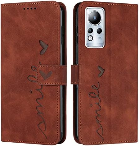 Защитно кобур, съвместима с тисненым модел Infinix Note 11, Кожен портфейл, джоб за телефон, Държач за карти, Окачени на калъф за мобилен телефон, Съвместим със скоба за колан Infinix Note 11 (Цвят: кафяв)