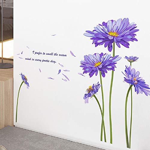 Творчески 3D Стикери за стена с цветя Направи си сам Подвижен Стикер на стената с Лайка, Хризантема, Арт Декор за Дома на Стената, Детска и Спалня за Момичета, Всекидневна, кът за Фон за Декорация на стени (Лилаво)