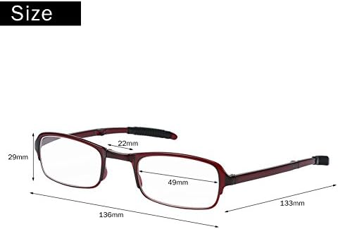 Очила за четене, Мъжки и Женские1.0/1.5/2.0/2.5/3.0/3.5/4.0 Джобно Лесно Складное стъкло за четене при далекогледство (2,5-черно)