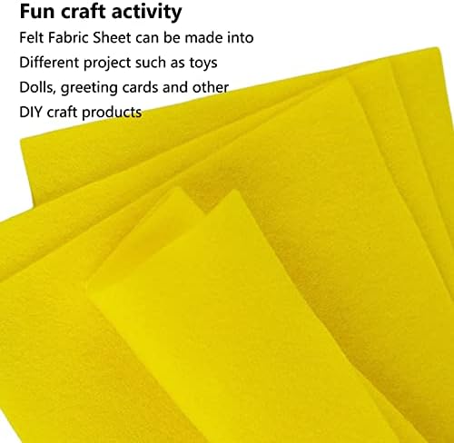 Мека Фетровая плат, Гъвкав Фетр за ръчно изработени играчки, Листове, филц с дебелина 1,4 мм 6 x6 diy и шиене (светло жълт)