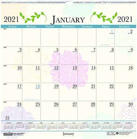 Месечен Стенен календар House of Doolittle 2021, Странни Цветя фигура, 12 x 12 см, януари - декември (HOD3841-21)