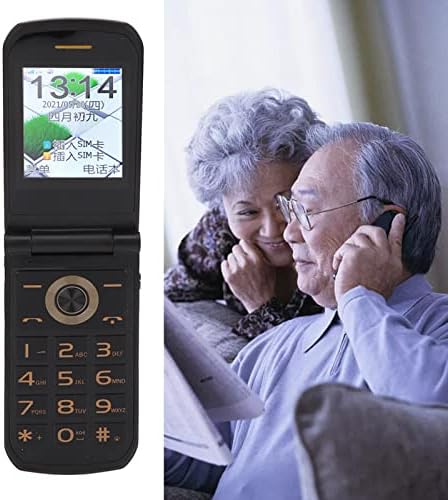 Отключени мобилен телефон Senior Flip, Голям шрифт US Plug 100-240 В, Двухэкранный дисплей, Мобилен Телефон Senior Flip за всекидневния живот (Златен)