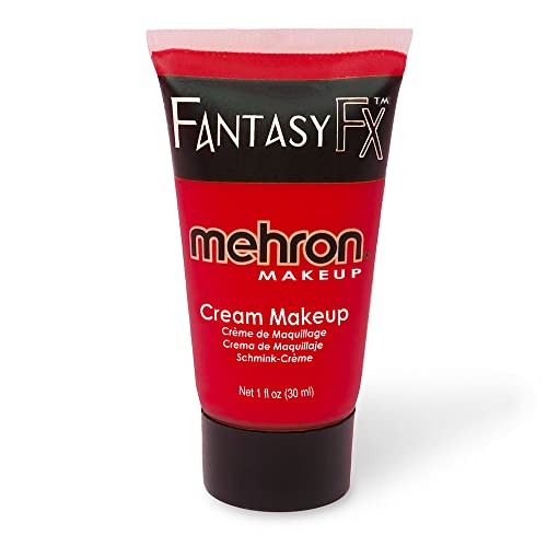 Крем-грим Mehron Fantasy Makeup FX | Грим на водна основа за Хелоуин | Червена Боя за лице и тяло За възрастни, 1 ет. унция (30 мл) (ЧЕРВЕН)