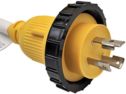 Удължителен кабел за захранване Parkworld RV Shore, Удължител NEMA L5-30 Twist Lock 30A, Жак с О-пръстен, Жълти (100 фута)