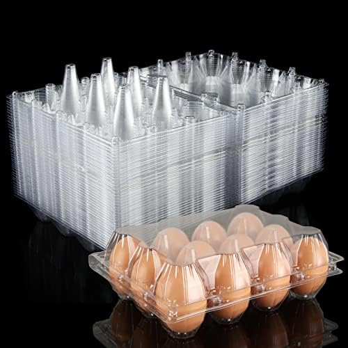 40 Опаковане на картонени кутии за яйца Евтино на Едро, втора употреба Пластмасови кутии за яйца за Кокошите яйца, 1 Дузина Побира до 12 яйца, Прозрачна Празна кутия за яйца за Еднократна употреба за дома птицефермата