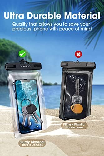 [Защита от загуба и никога не протича] Плаващ водоустойчив калъф за телефон CASEKOO [Голяма въздушна възглавница за достатъчна подемна сила] 115-крак Водоустойчив калъф за мобилен телефон iPhone 14/13/12 Pro Max Samsung