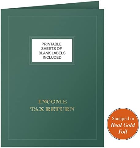 Колекция Gallery, 50 екземпляра, Джоб папки за данъчни декларации, Златна фолио с персонализирани етикети, за данъчни специалисти (9 x 12) - Зелен