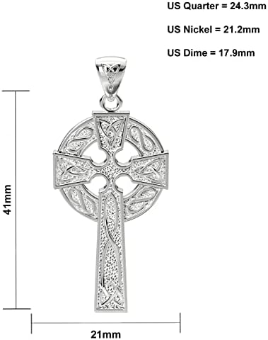 Бижута САЩ от Сребро 925 Проба 1,625 проба във формата на Ирландски Келтски Възел с Кръст, Медальон с Полирано Покритие