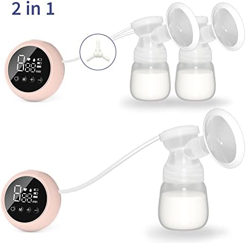 Двоен електрически молокоотсос с функция за масаж, Молокоотсос за кърмене с 2 Режими и 9 нива, Акумулаторна Молокоотсосы за хранене с led дисплей (03)