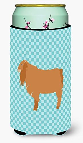 Carolin's Treasures BB8059MUK Американски козел ламанча в синя клетка Ултра Обнимающий за тънки кутии, Ръкав за охлаждане на Консерви Обнимающий, Може да се Пере в машина Обнимающий Ръкав за напитки Сгъваем Изолатор