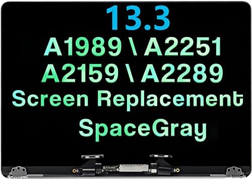 JQYDZH A1989 A2159 A2251 A2289 Подмяна на LCD екрана в събирането, Съвместим с MacBook Pro 13 инча 2018 2019 2020 г., LCD дисплей Retina в събирането на EMC 3214 3358 3301 3456 3348 (Космически сив)