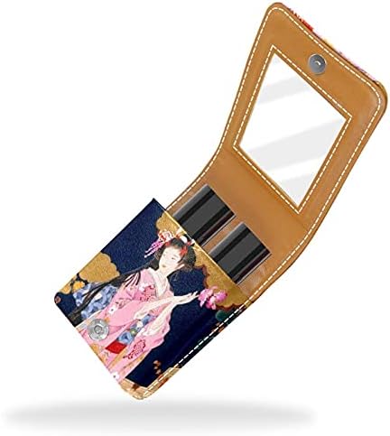 Японската Момиче-Гейша Мини-Калъф за Червило с Огледало За Чантата за Преносим Калъф Титуляр Организация