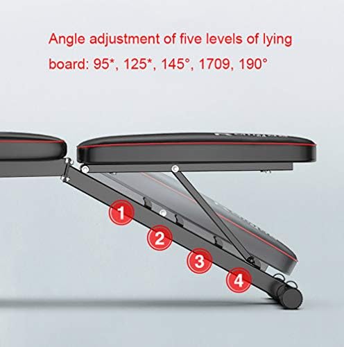 TOPYL Пейка с Регулируемо тегло, Универсална Сгъваема Пейка за Сядане, Наклонен Плосък Пейка за Домашна тренировка на Цялото тяло във Фитнес залата, Пейка с Гири Черен цвят