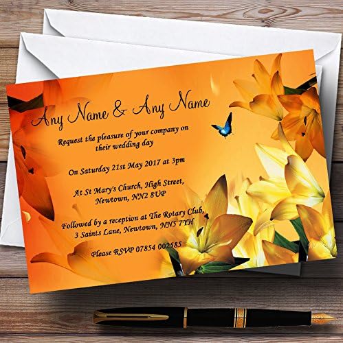Пощенска картичка Zoo с оранжеви цветя, лилии, персонални покани на вечер на рецепция