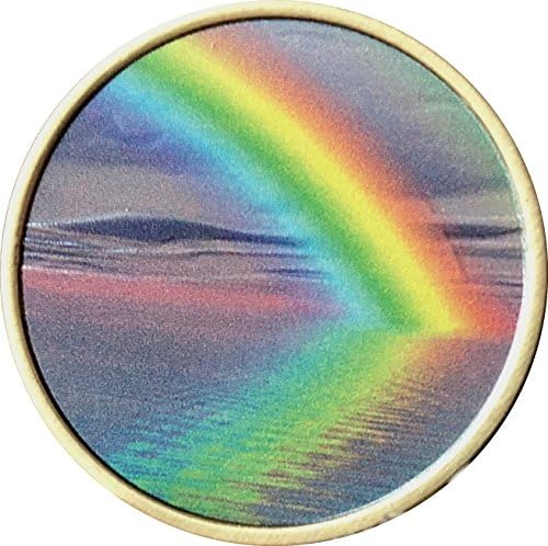 Молитва На Спокойствие Цветна Сцена Рейнбоу Езеро Бронзовата Чип-Медальон