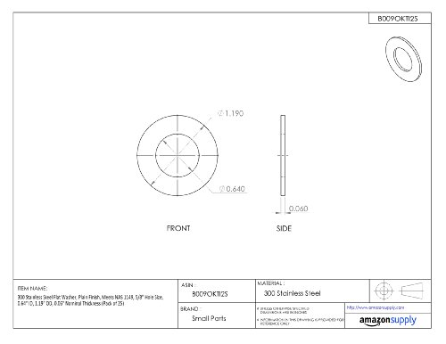 Плоска шайба за малки части 1149CN332R 300 от неръждаема стомана, Однотонная покритие, отговарящо на стандарта NAS 1149 Размерът на отвора № 3, вътрешен диаметър 0,1 инча, външен диаметър 0,25 инча, номиналната дебелина
