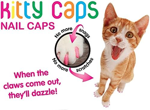 Капачки за нокти Кити Caps за котки | Чисто бяло и коралово-червени, 40 броя, Големи - 3 опаковки | Сигурна, Стилна и хуманен алтернатива отстраняване на нокът | Капачки за котешки нокти Пречат за довършителни и драскотини