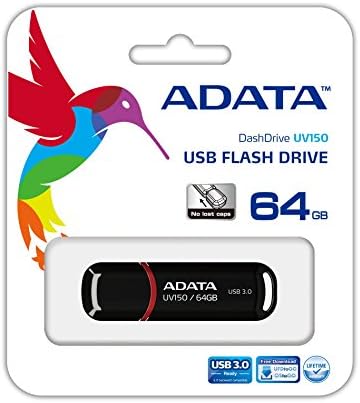 Флаш памет ADATA UV150 64GB USB 3.0 с защелкивающейся капак, Черен (AUV150-64G-RBK)