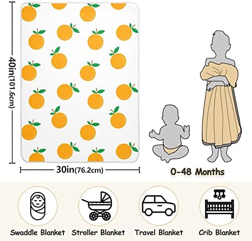Пеленальное Одеяло от Пресни Портокали, Памучни Одеало за Бебета, Като Юрган, Леко Меко Пеленальное одеало за детско креватче, детски Колички, Одеала за детската, 30Х40 бял цвят
