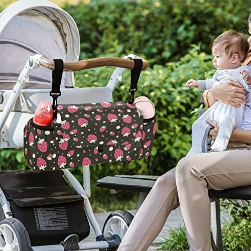 CaTaKu ягоди, сладък Dots колички организатор на чантата е универсална детска количка аксесоари чанта с 2 подстаканниками големи пространства чанта за пелени чанта за с