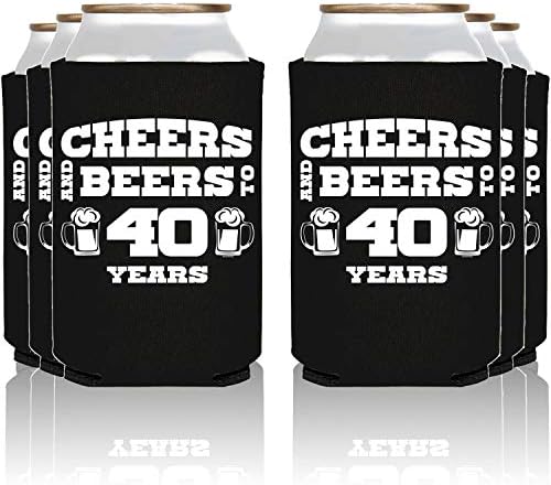 Охладители NeeNoNex Наздраве Beers And To 40 Years В изолирани банки Coolie Coolers (12, Blk, 40 години)