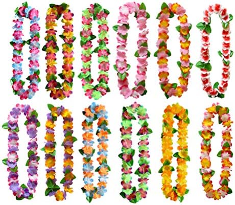 Amosfun Хавайски Венец, Подвесное Украса, Цветна Гирлянда, Окачване на врата, удари едно Цвете Колие (Случаен цвят), Вечерни Украса за Хавай