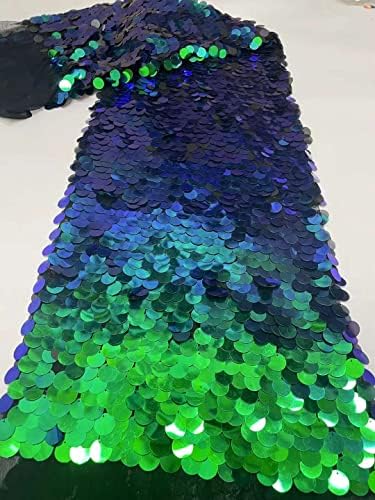 Mahacraft Африкански Дантелени Тъкани Синьо-Зелено Нигерия 3D Пайети Лейси Плат Луксозна Модерна Лейси Мрежа за Сватбени партита - 5 Ярда - 120 см
