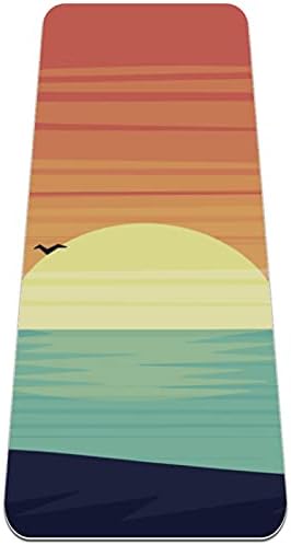 Siebzeh Summer Sunset Beach Scene-Дебела подложка за йога Премиум-клас, в екологично Чист Гумена подложка за здраве и фитнес, нескользящий мат за всички видове упражнения, йога и п