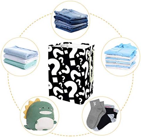 Кошница за дрехи MAPOLO с Забавен Модел на Въпросителния Знак, Сгъваема Кошница за съхранение на бельо с Дръжки, Подвижни Скоби, Добре Задържа Влагата, за организиране