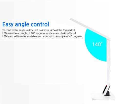Softech - Интелигентна led лампа естествено осветление с наклоняемой глава-Бяло (4 режима на осветление, 5 нива, по-слаби, тъчпад, управление, автоматичен таймер за 1 час, USB порт за зареждане На 5v /1,5 А, зарядно