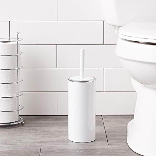 Набор от тоалетни четки и притежателите на WENKO за Баня, Мека Силиконова Четина с капак, Здрава Четка за почистване на Тоалетната чиния, 4,13 х 13,38 х 4,13 инча, Бял