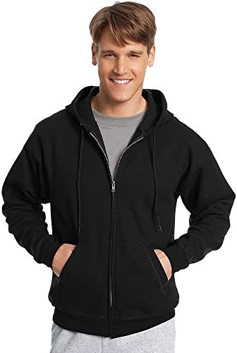 Пуловер с качулка Hanes Adult ComfortBlend EcoSmart с цип, Черно, X-Large