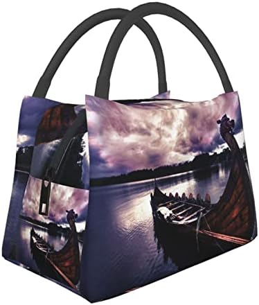 Чанта за обяд с принтом Evealyn Минесота Boat - Обяд-бокс Преносими богат на функции Термоизоляционная чанта, Подходяща за пикници, пътувания в офис