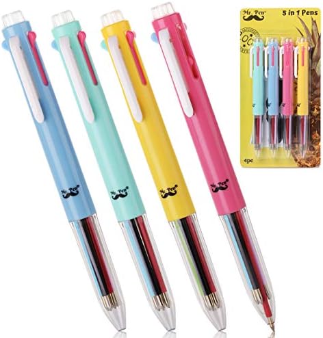 Mr. Pen - Многоцветни Химикалки, Многоцветни Химикалки 5 в 1, 4 опаковки, Многоцветен Дръжка в една Цветна Дръжка, Разноцветни Химикалки, Мультиручка, Дръжки за Хранене, Кошари, за да промените цвета, Разноцветни Химикалки,