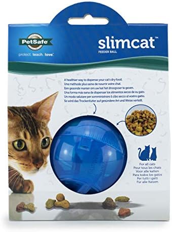Яки Slimcat Устройство Топка - Интерактивна игра за вашата котка - Напълнете я с храна и лакомства - чудесно за контрол на порции и бързото ядене