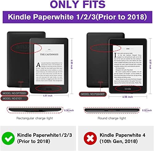 Калъф GUKSRASO за Kindle Paperwhite (5-ти / 6-ти / 7-то поколение) До 2018 г. - калъф-поставка с каишка за ръка, слот за карта, писалка, с функция за автоматично преминаване в режим на изчакване