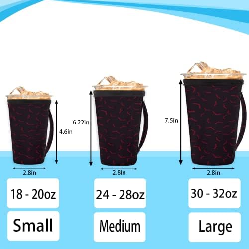 Хелоуин Прилеп Pattern 06 многократна употреба Кафе ръкав с лед с дръжка От Неопрен за Напитки, кафе лате, Чай, Напитки, Бира (Средно 24-28 унции)