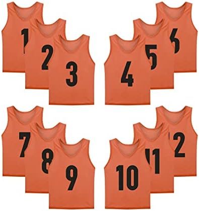 ОБЩО 12 опаковки (1-12), номерирани потници / Футболни нагрудников / Тренировъчни жилетки / Отборните тренировъчни жилетки за деца и възрастни.