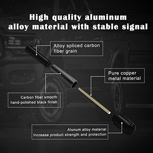 neynavy 1 БР. Автомобилна антенная мачтата 4,7 инча, изработени от въглеродни влакна, метална Алуминиева антена AM/FM радио, сигнална антена за камиони, с 8 винта и 2 шайби, подходящ за повечето автомобилни антени,