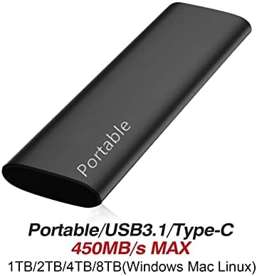 DLOETT 8 TB Външен SSD Твърд диск SSD Портативен твърд диск 1 TB/2 TB/4 TB Външен твърд диск 1tb HDD за лаптоп USB Type C 3.1 (Цвят: бял-Динозавър Doodle4, Размер: 500 GB)