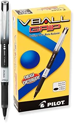 Химикалка Химикалка с течни мастила Pilot VBall Grip, Черно Мастило, 5 мм, Dozen