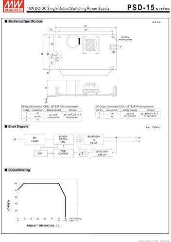 MEAN WELL PSD-15A-24 24-0.6 A 14,4 V W DC-DC Импулсен Източник на Захранване с един изход DC/DC Преобразувател