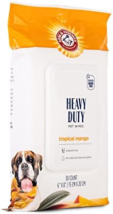 Arm & Hammer for Pets Тежки Многофункционална Хавлиени кърпички за кучета, размер за пътуване, Аромат на манго | Универсални Кърпички за кучета Премахване на миризмата и Обновяване на кожата домашни любимци | 30-каратная