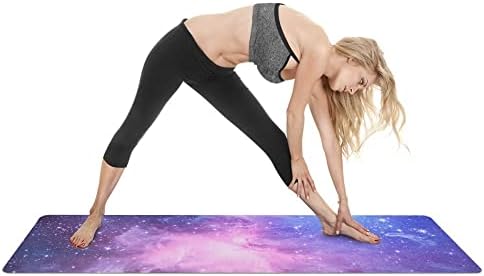 Килимче за йога YFBHWYF - Подложка за фитнес от порести каучук, в екологично чист, нескользящий, с плътна амортизация за подкрепа и стабилност при занимания по йога, пилатес и обща фитнес