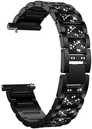 Valchinova е Съвместим с Fitbit Versa Смяна каишка за Versa Lite Гривна Метална Женски Galaxy Gear S3 Класически Каишка За часовник Каишка за часовник (черен)