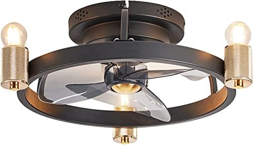 Промишлен ретро вентилатор на тавана COLIY с подсветка, Модерен Нископрофилен, вентилатор на тавана с дистанционно управление за кухни, спални, трапезария (Размер: 6 глави)